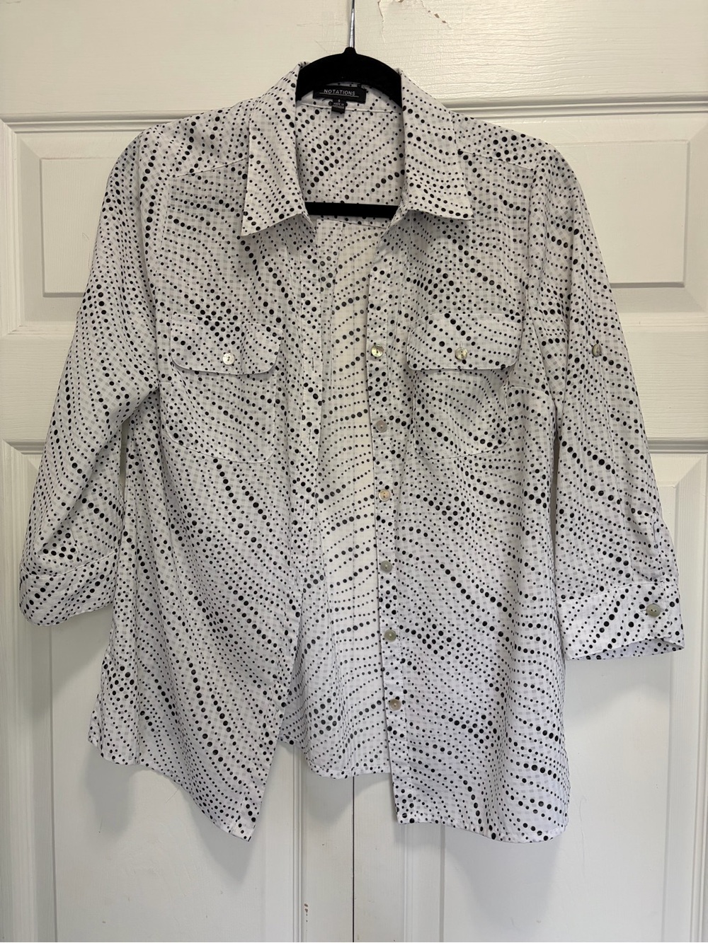 Notations Black and White Polka Dot Shirt